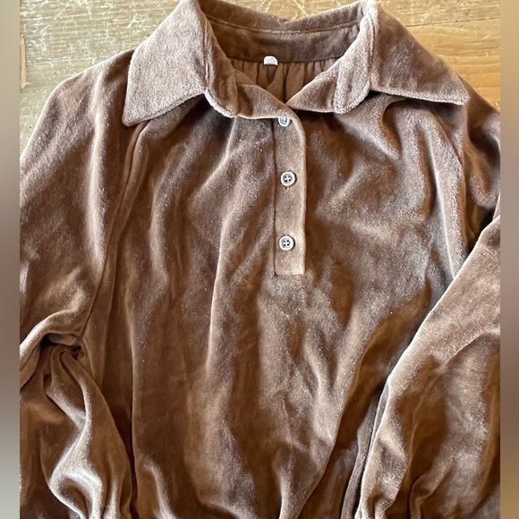 Vintage Brown Velour Pull Over - Picture 6 of 14